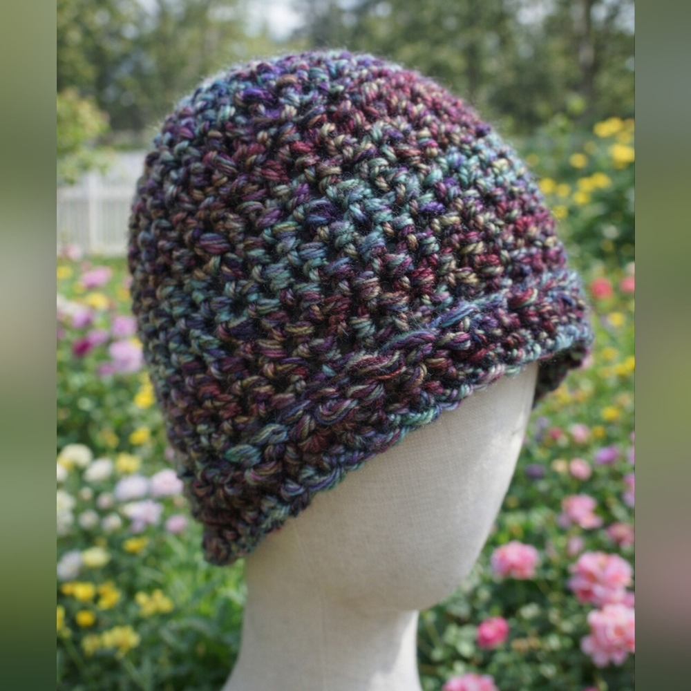 Reversible Striped Handmade Winter Hat OS Crochet Spring Beanie